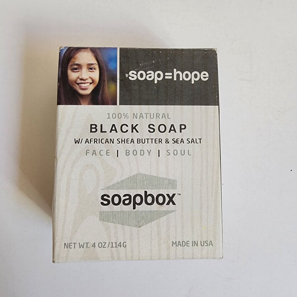 Soapbox Black Soap African Shea Butter Sea Salt Bar Soap Natural Made In USA
